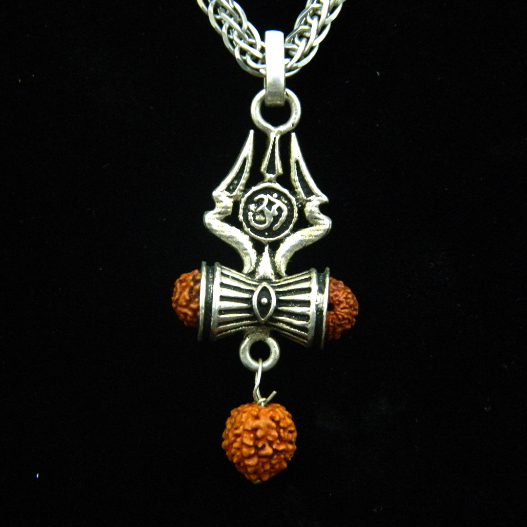 YurSilver Sacred Trishul Rudraksha Pendant