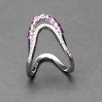Pink Wishbone Silver Ring