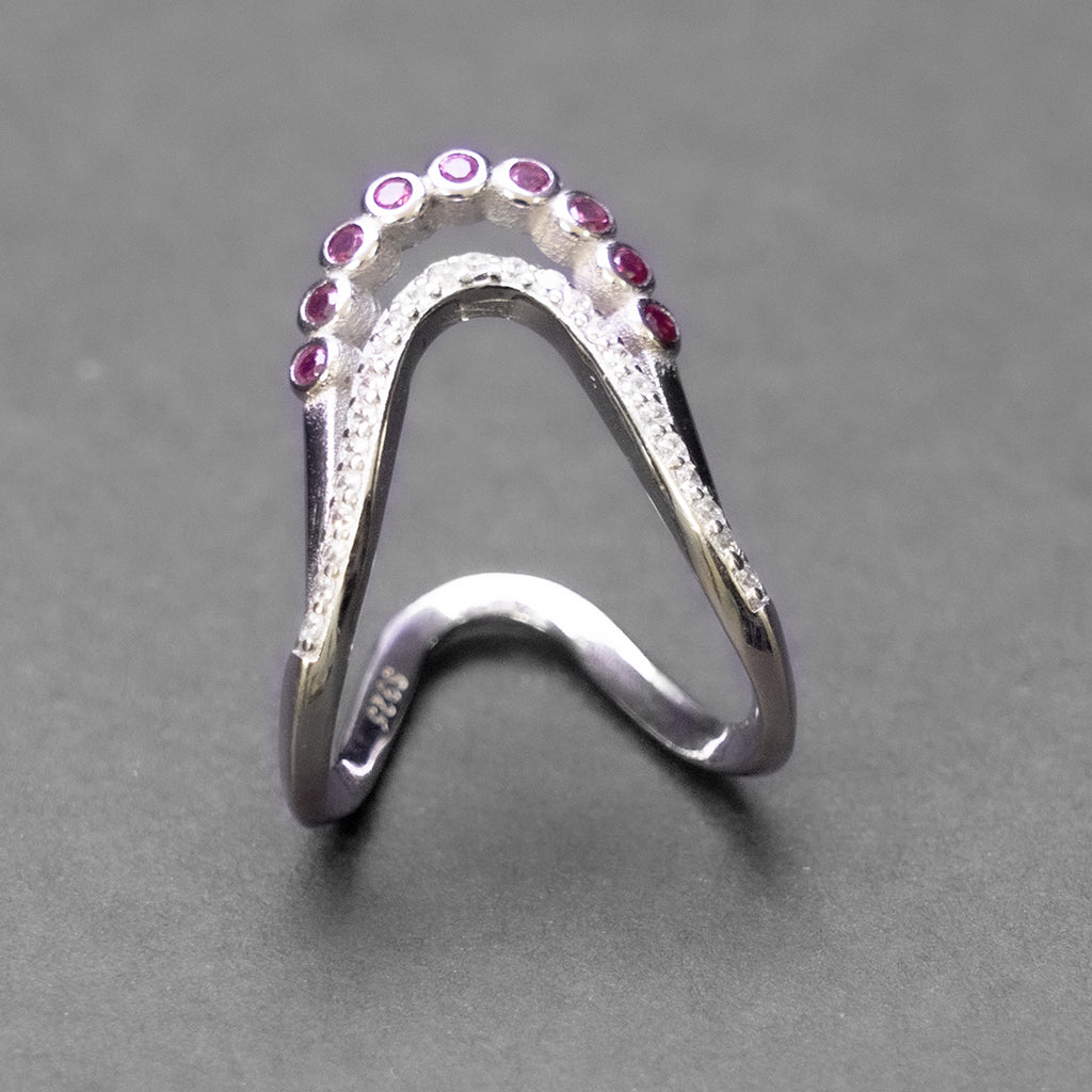 Ruby Crown Silver Ring