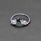 Green Crown Silver Ring