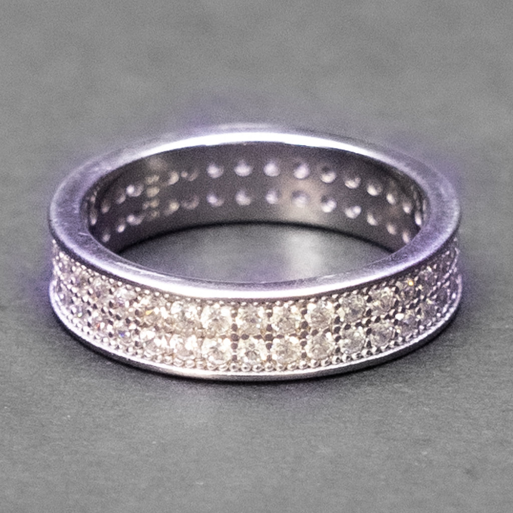 Pave Crystal Silver Eternity Ring