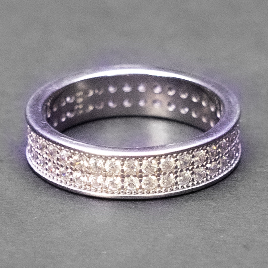 Pave Crystal Silver Eternity Ring