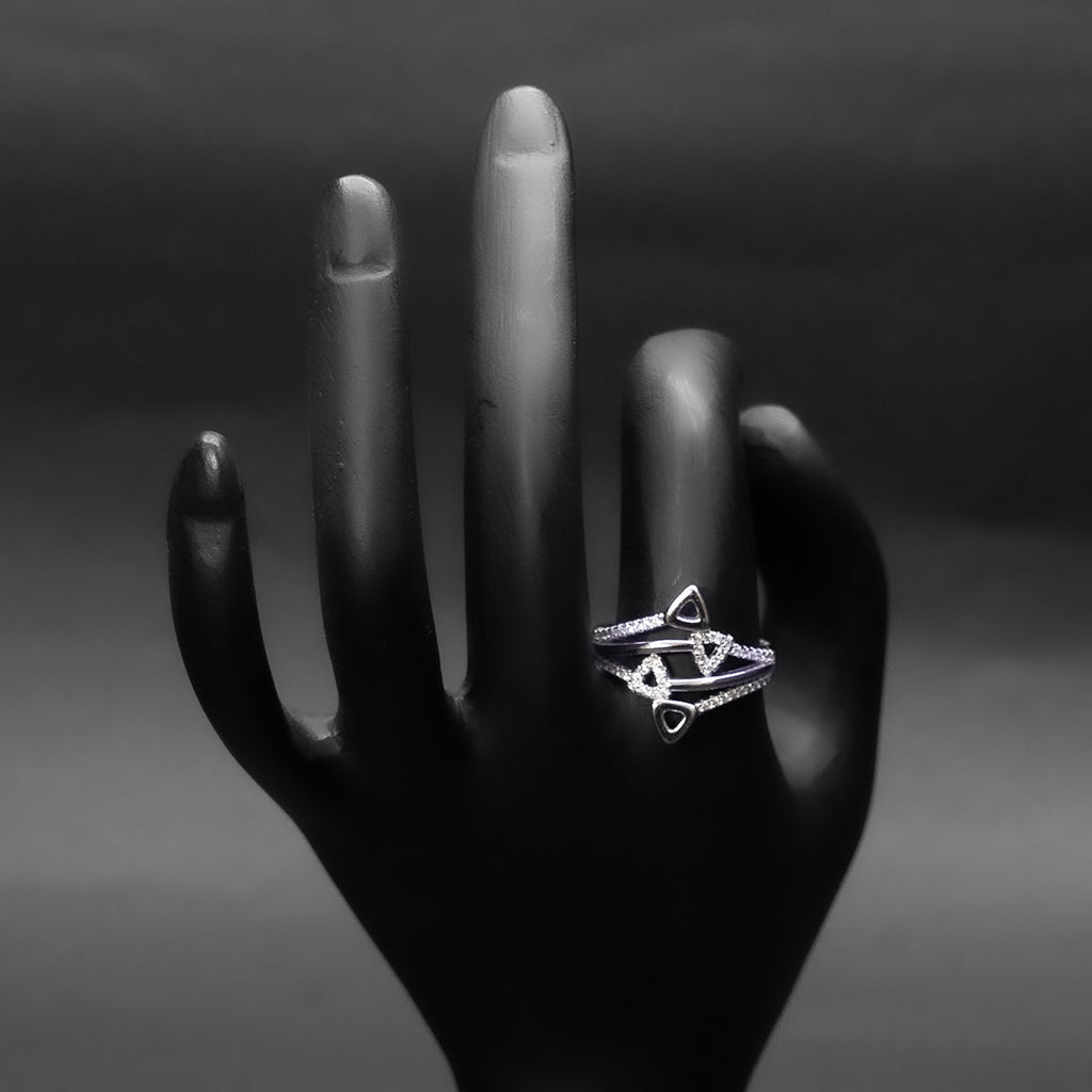 Geometric Triangle Silver Ring