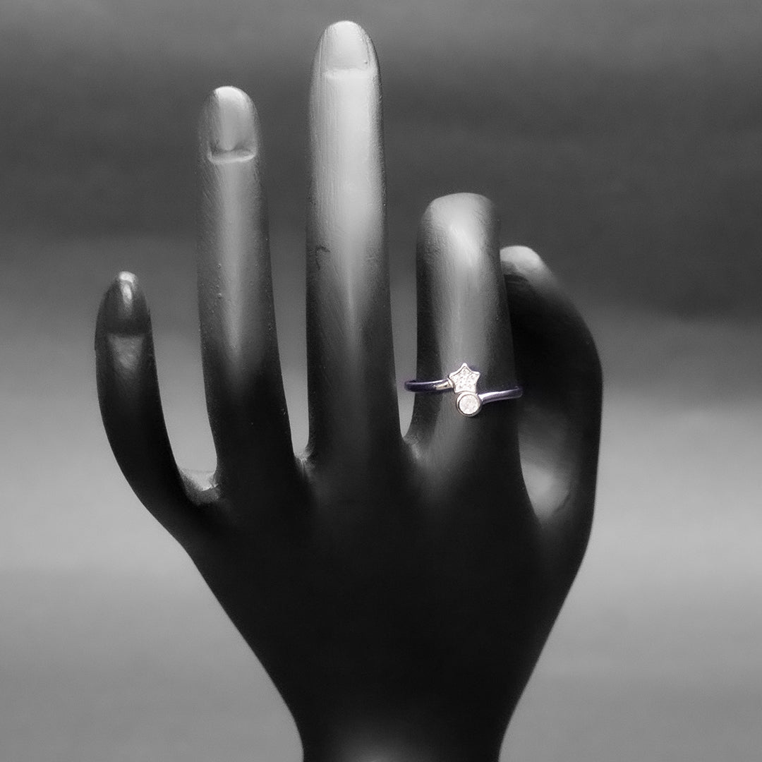 Star and Moon Silver Ring