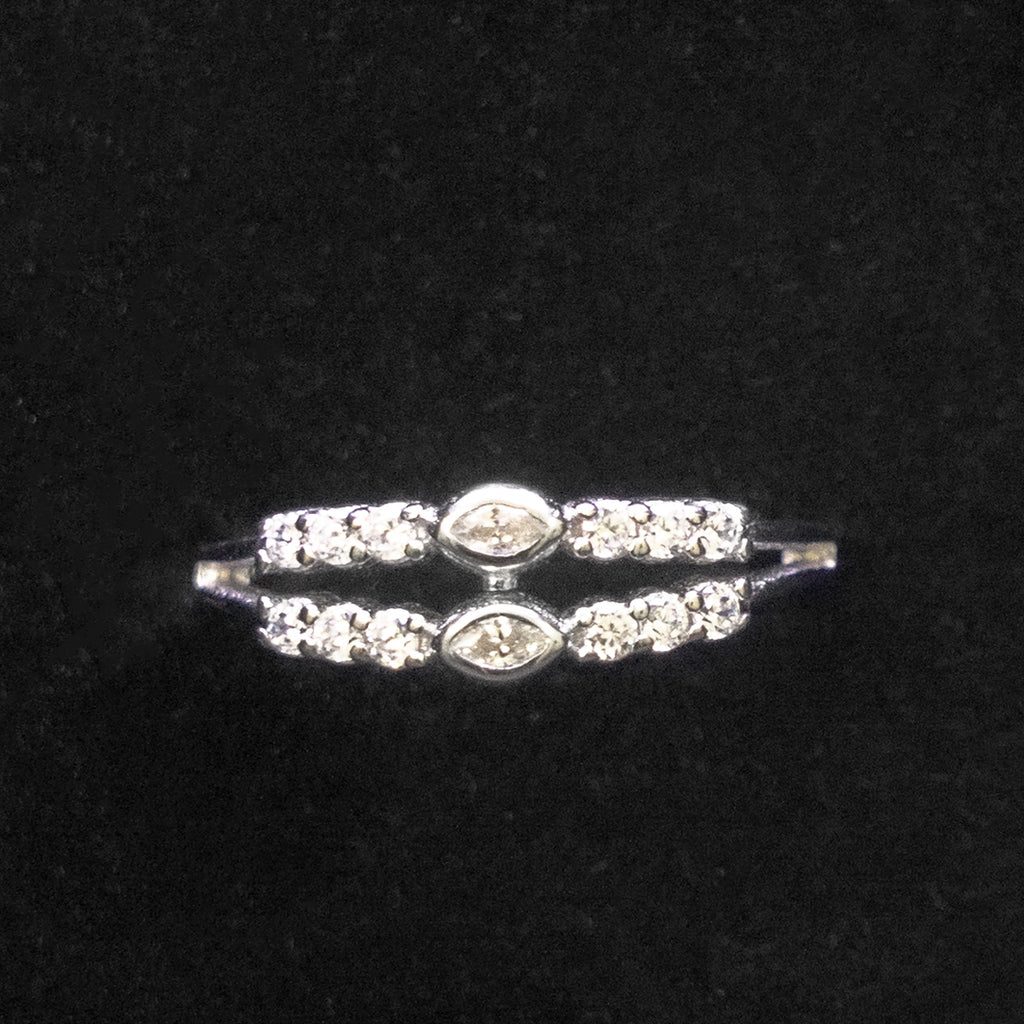 Double Band Halo Silver Ring