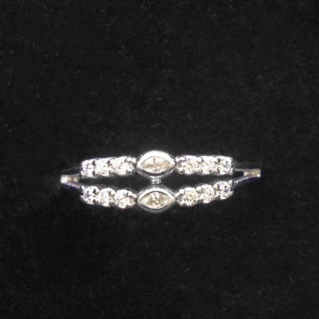 Double Band Halo Silver Ring