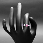 Pink White Crystal Silver Ring