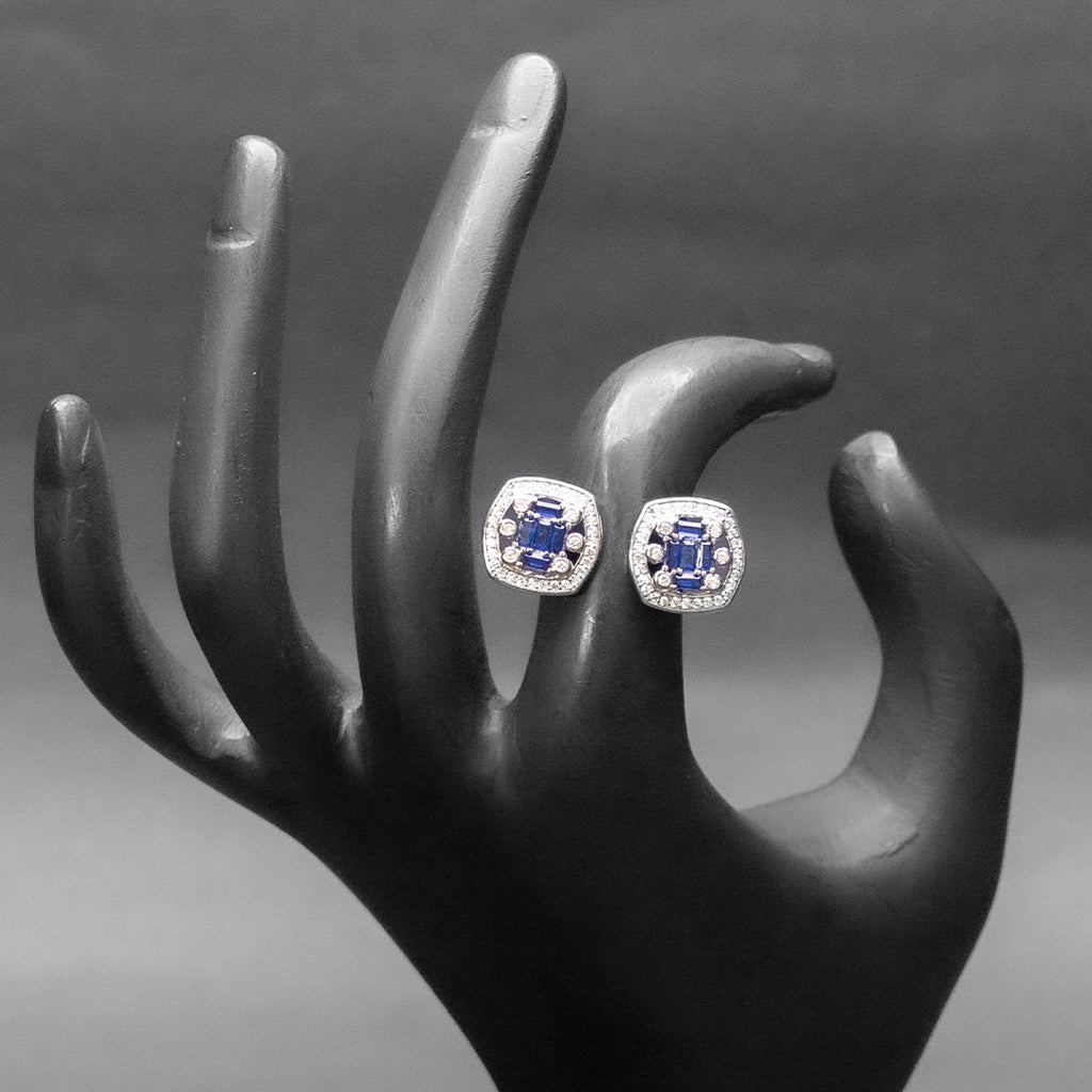 Blue Square Stone Silver Ring