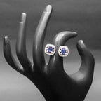 Blue Square Stone Silver Ring