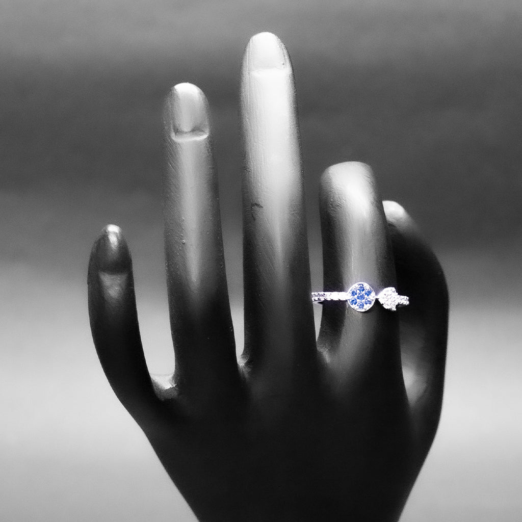 Blue Sun Moon Silver Ring