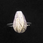 Leaf Design Pave Silver Ring