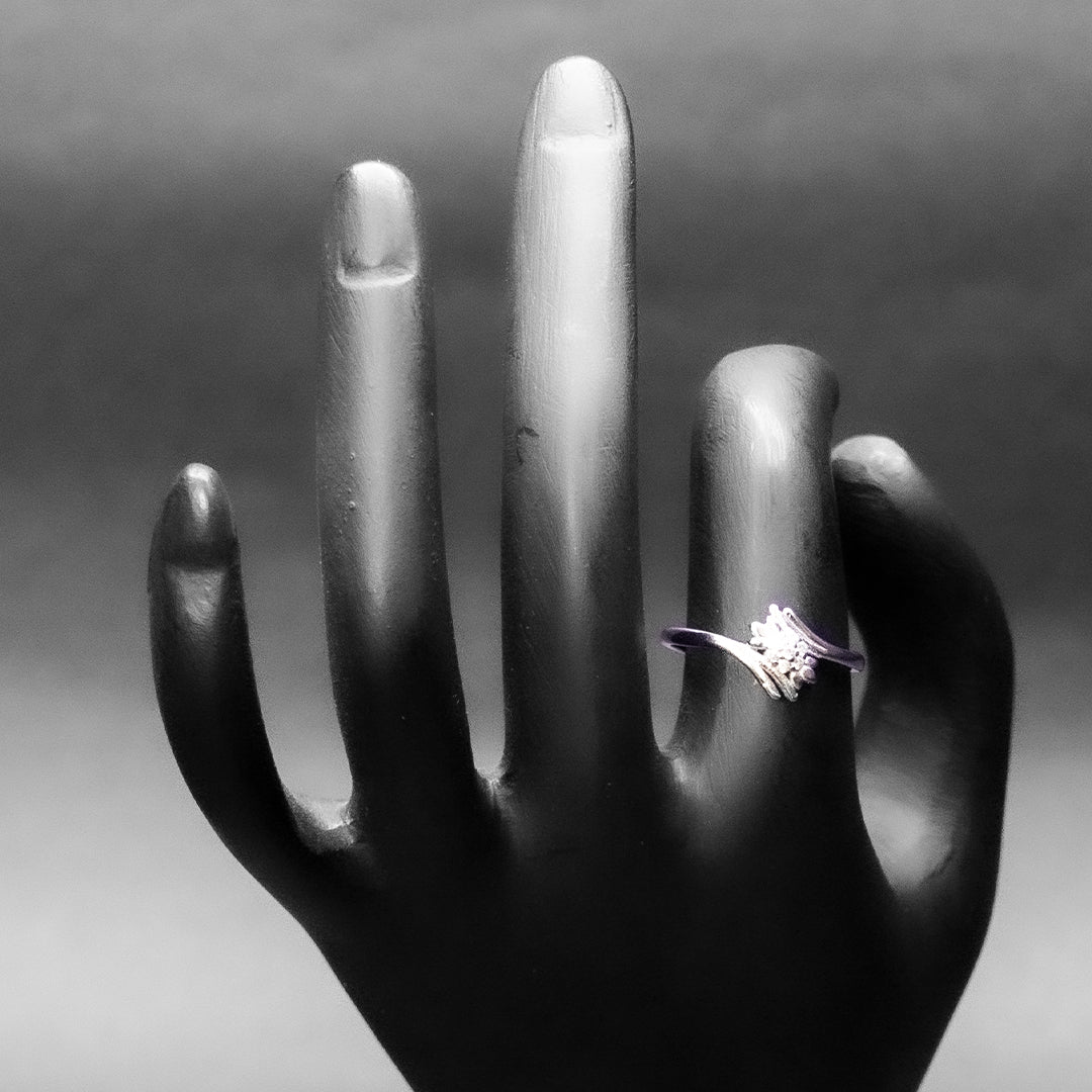 Floral Silver Bypass Ring