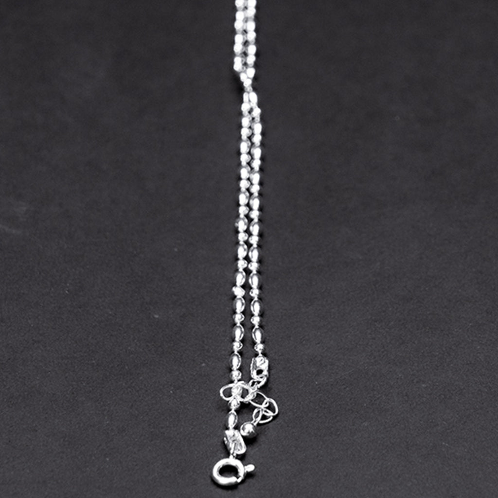 Adjustable Beaded Silver Anklet Chain for Women