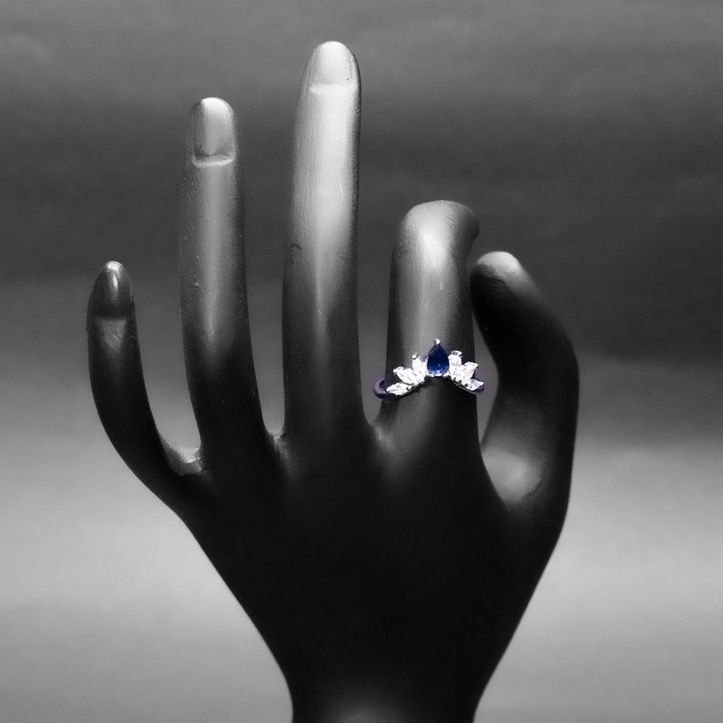 Blue Crown Silver Ring