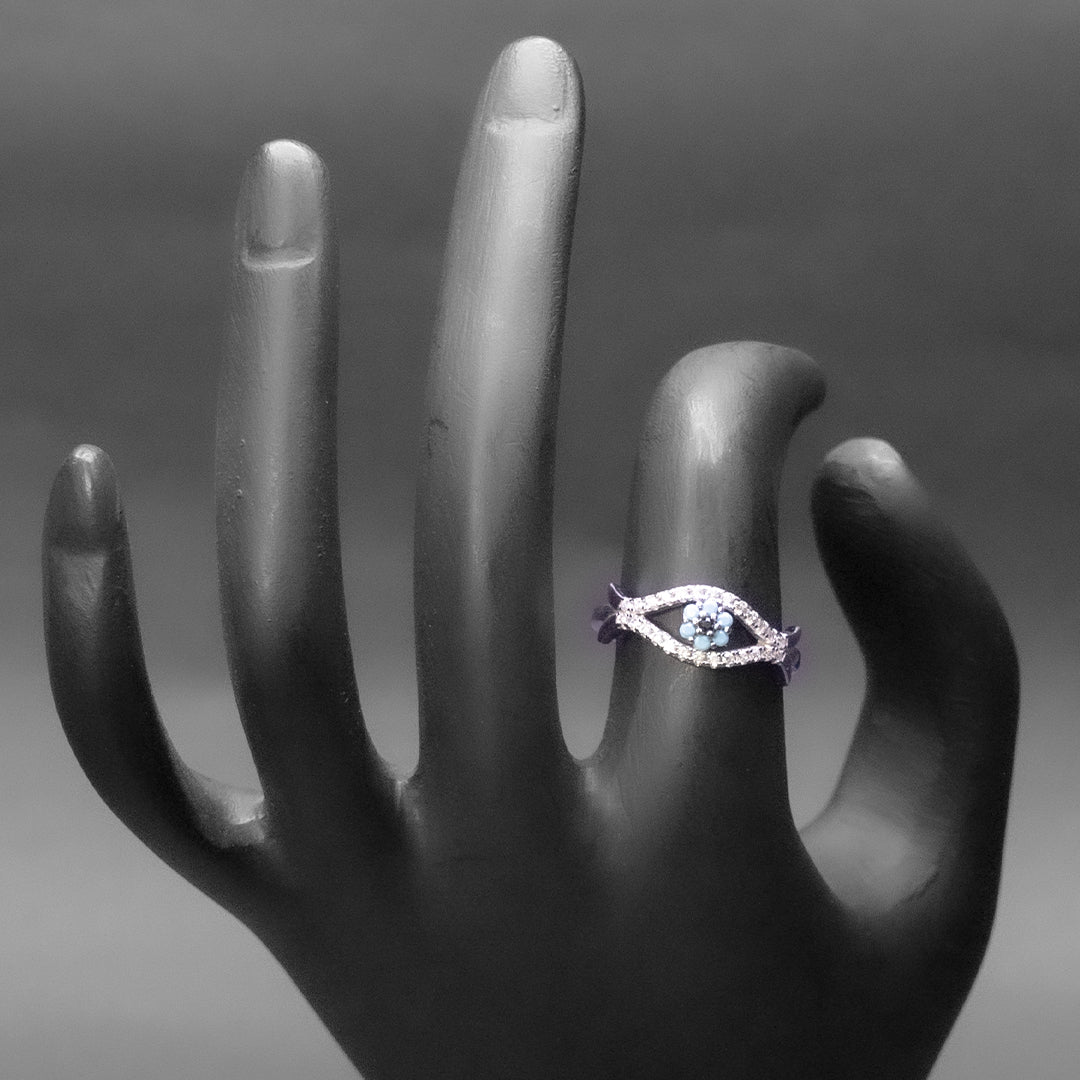 Blue Evil Eye 925 Sterling Silver Ring for Women