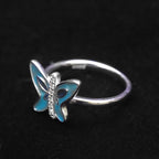 Blue Butterfly Silver Ring for Women