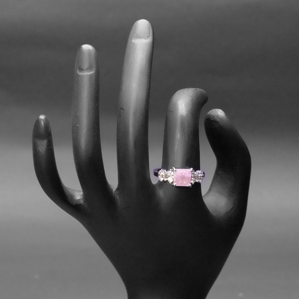Pink Crystal Statement Silver Ring