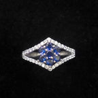 Blue Floral Stone  CZ Ring