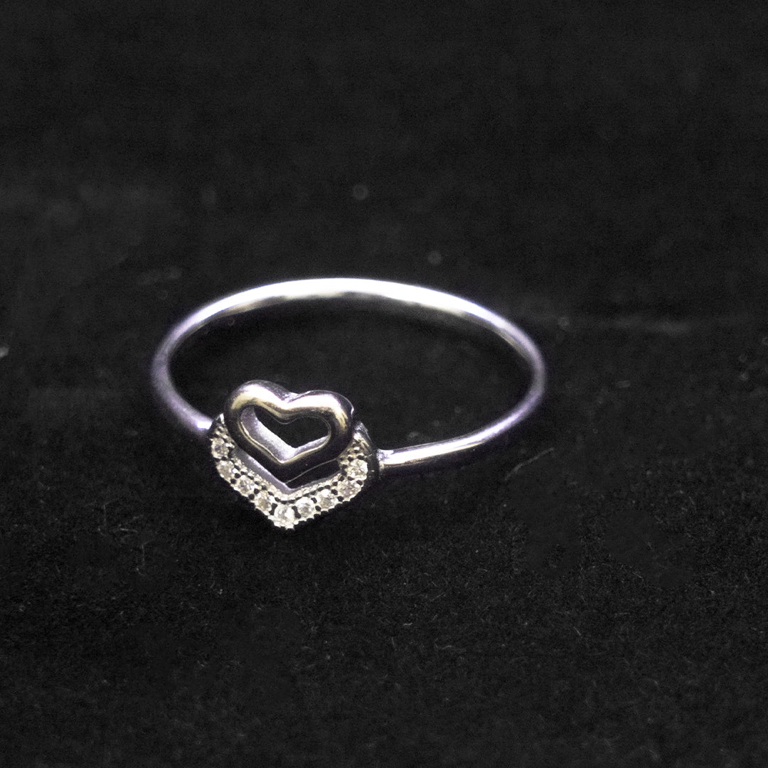 Double Heart Silver Ring for Women