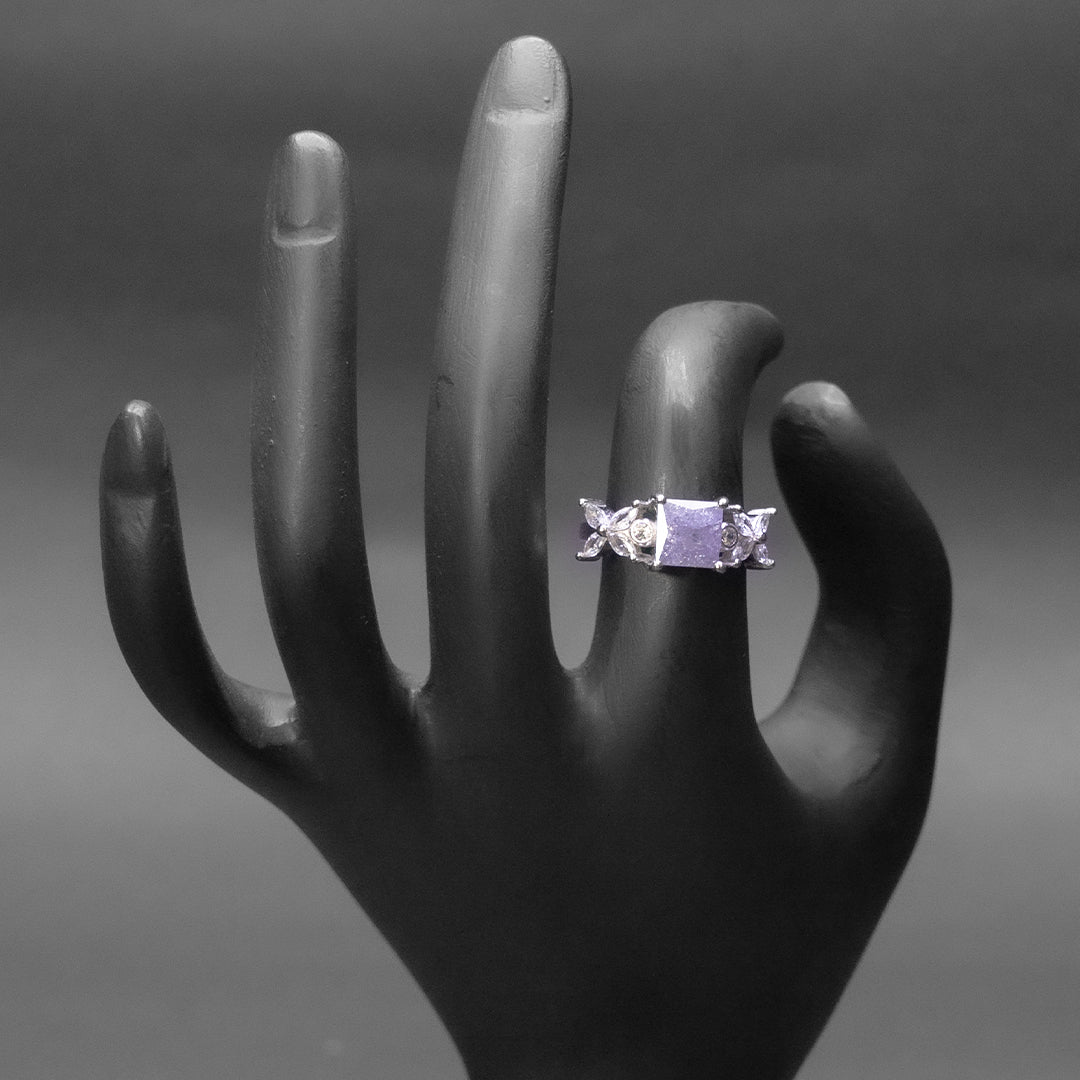 Purple Stone Statement Silver Ring