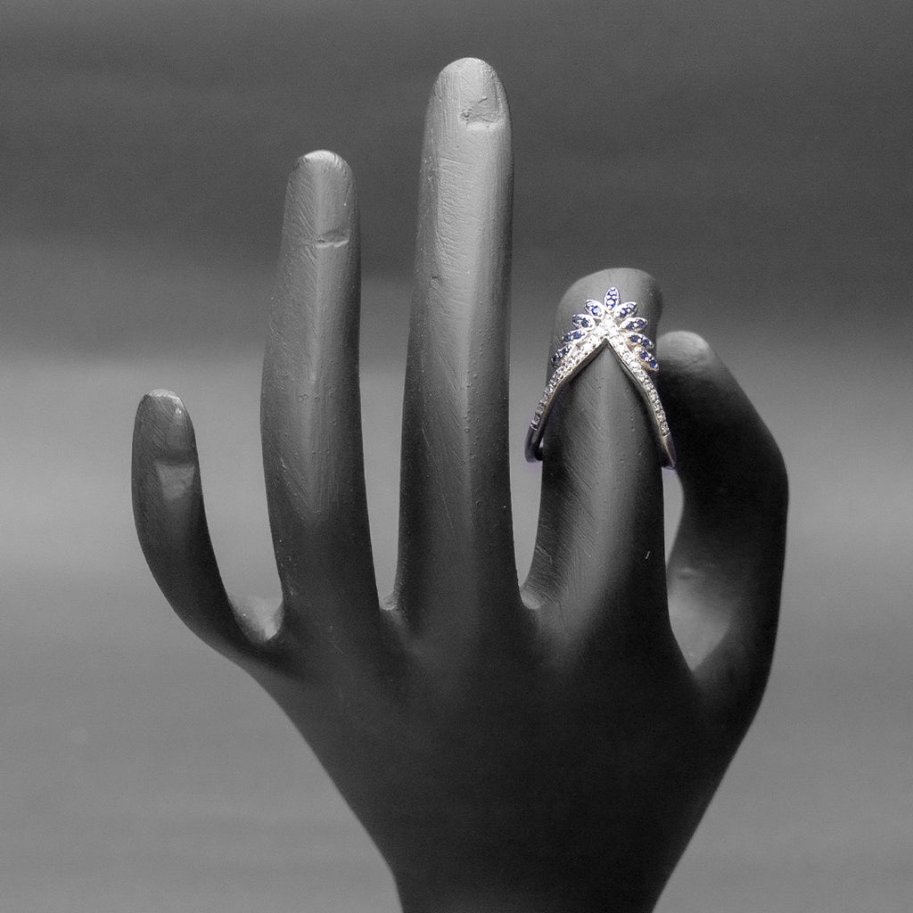 Blue Tiara Ring Silver Ring