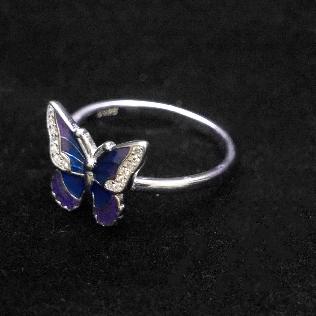 Purple Butterfly Silver Ring for Women