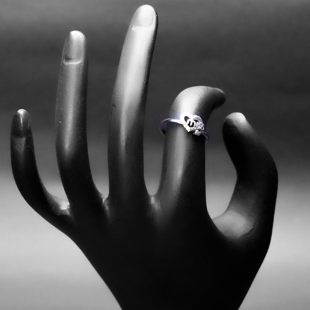 Heart Initial Silver Ring