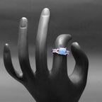 Blue Square Stone Silver Ring