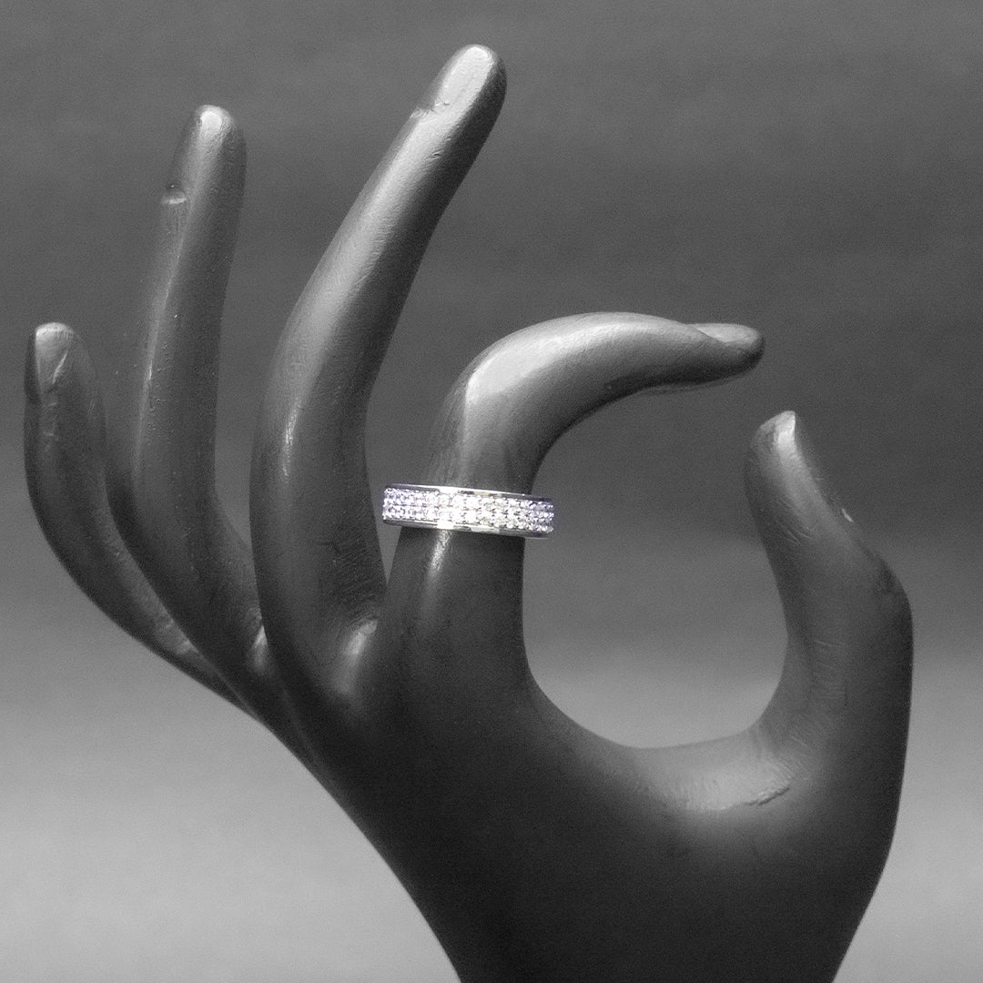 Classic Silver Stone Band Ring