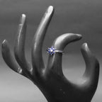 925 Sterling Silver Blue Floral CZ Ring