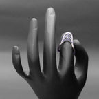 Blue Chevron Silver Ring