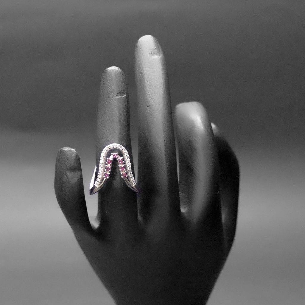 Pink Arch Silver Ring