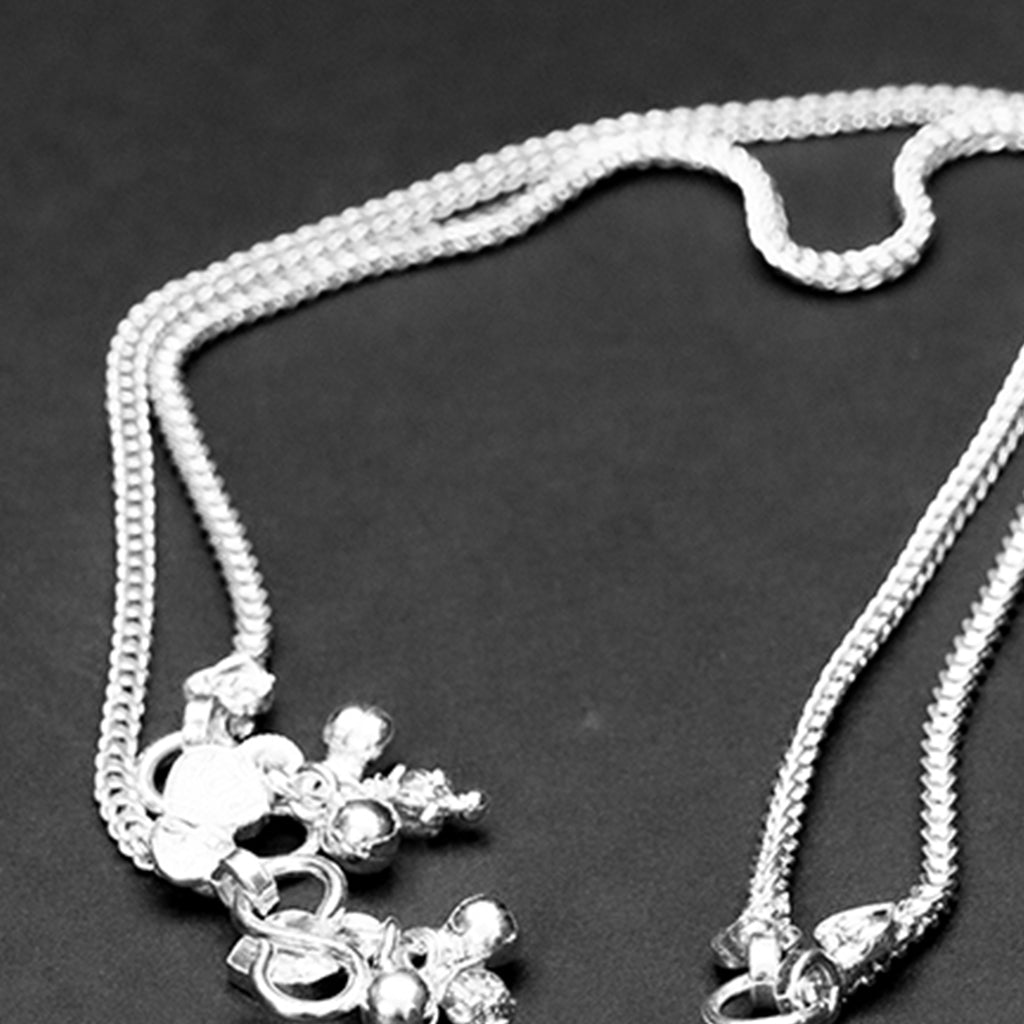 Traditional Indian Style Silver Snake Chain Anklets