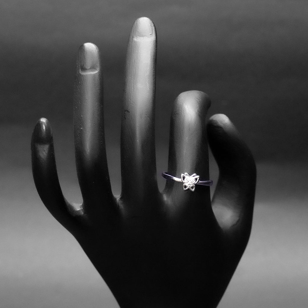 Crystal Butterfly Silver Ring
