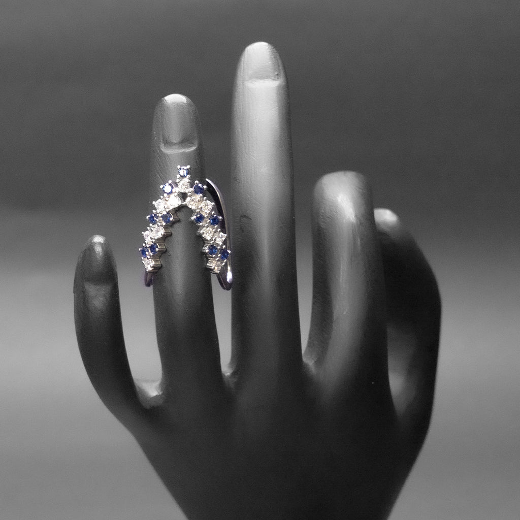 Blue Curve silver Ring