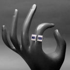 925 Sterling Silver Blue Sapphire Open Square Ring