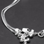 Traditional Indian Style Flat Chain Silver Anklets