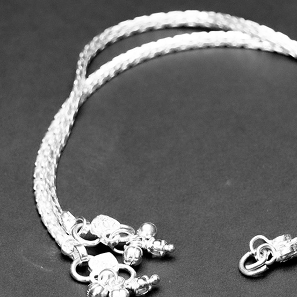 Traditional Flat chain silver anklet