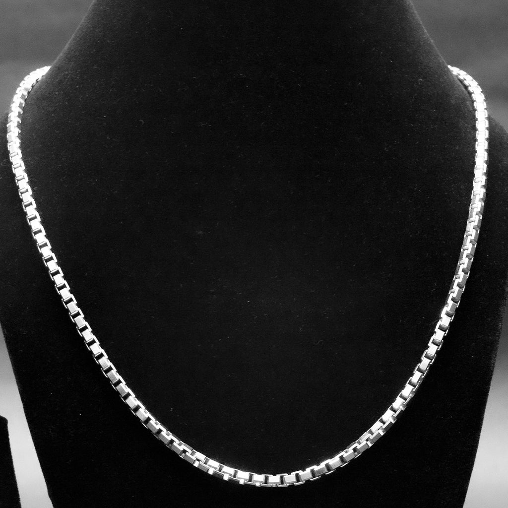Slim Silver Box Chain Necklace