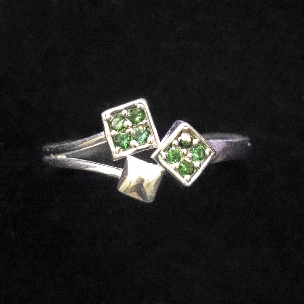 Green Geometric CZ Ring