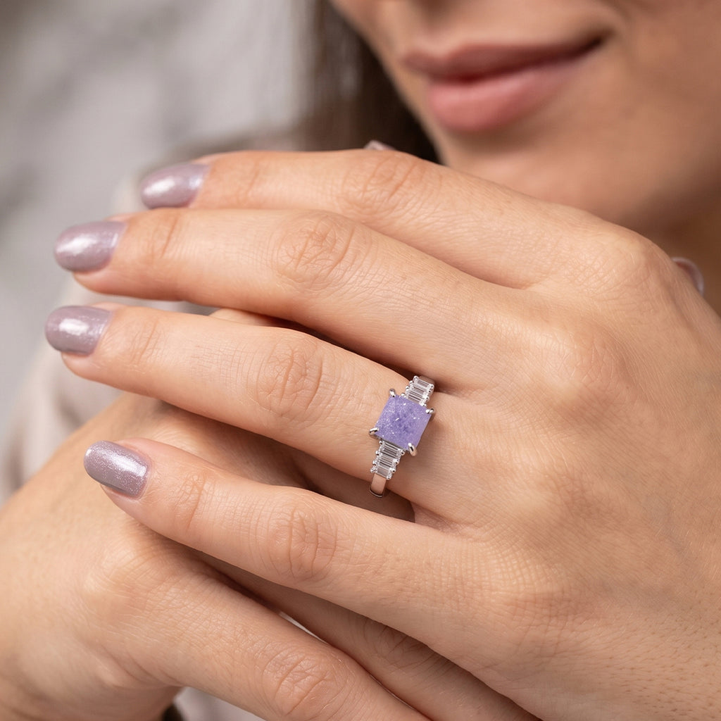 Light Purple Gemstone Silver Ring