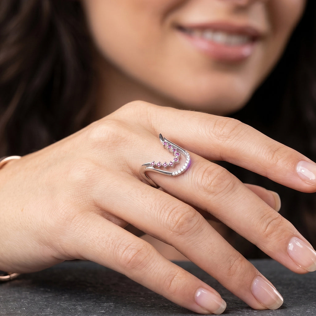 Floral Spark Silver Ring