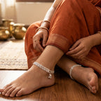 925 Sterling Silver Layer Box Chain Anklet with Charms