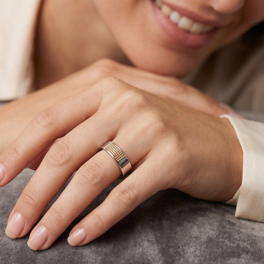 Textured Silver Band Ring