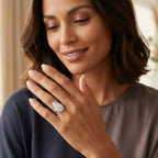 Leaf Design Pave Silver Ring