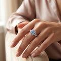 Blue Square Stone Silver Ring