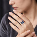 925 Blue Butterfly Silver Ring for Women
