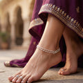 Adjustable Beaded Silver Anklet Chain for Women