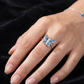 Blue Butterfly Silver Ring for Women