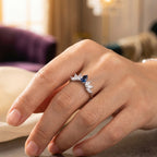 Blue Crown Silver Ring